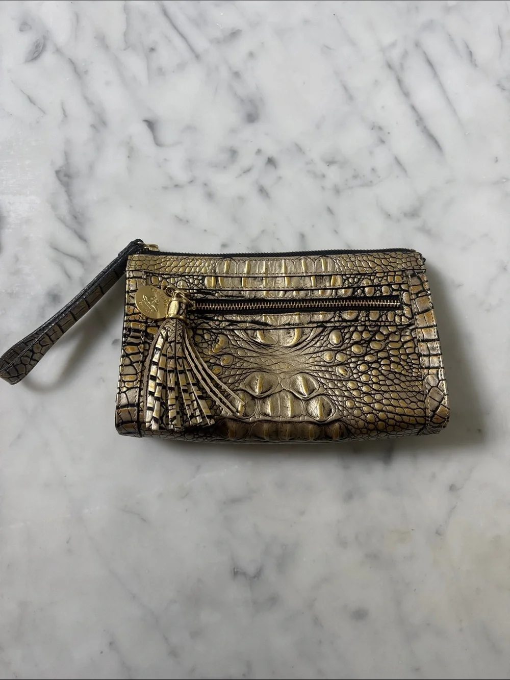 Brahmin Gold Croc Wristlet